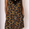 short dress print brown black white