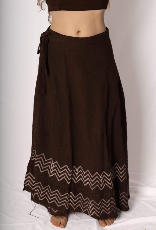 cotton wrap skirt brown